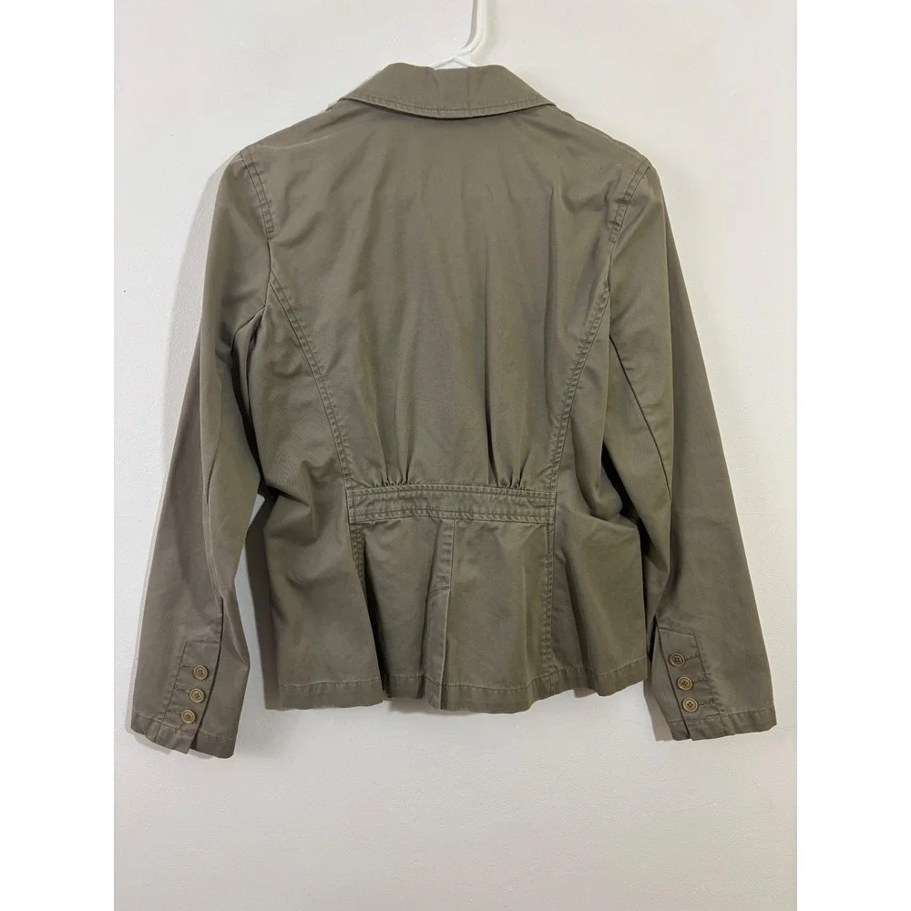 Eddie Bauer Safari Jacket Women's 4 Khaki Cotton Utility Blazer‎